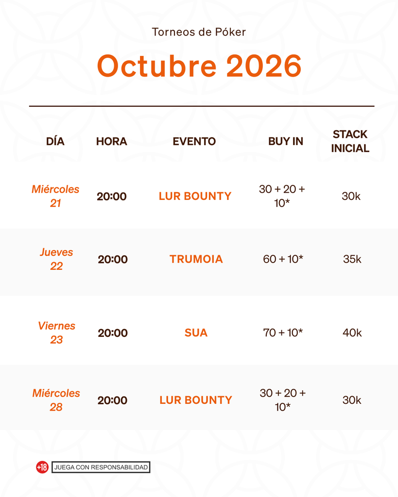 torneos poker octubre