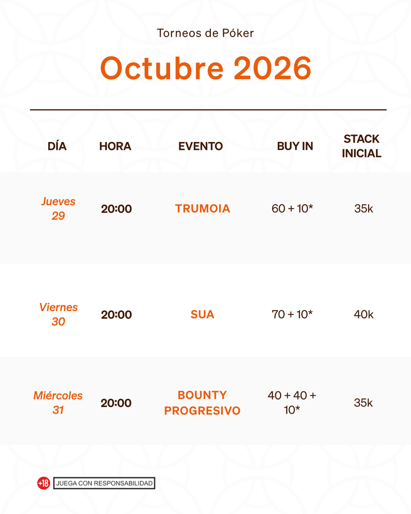 torneos poker octubre