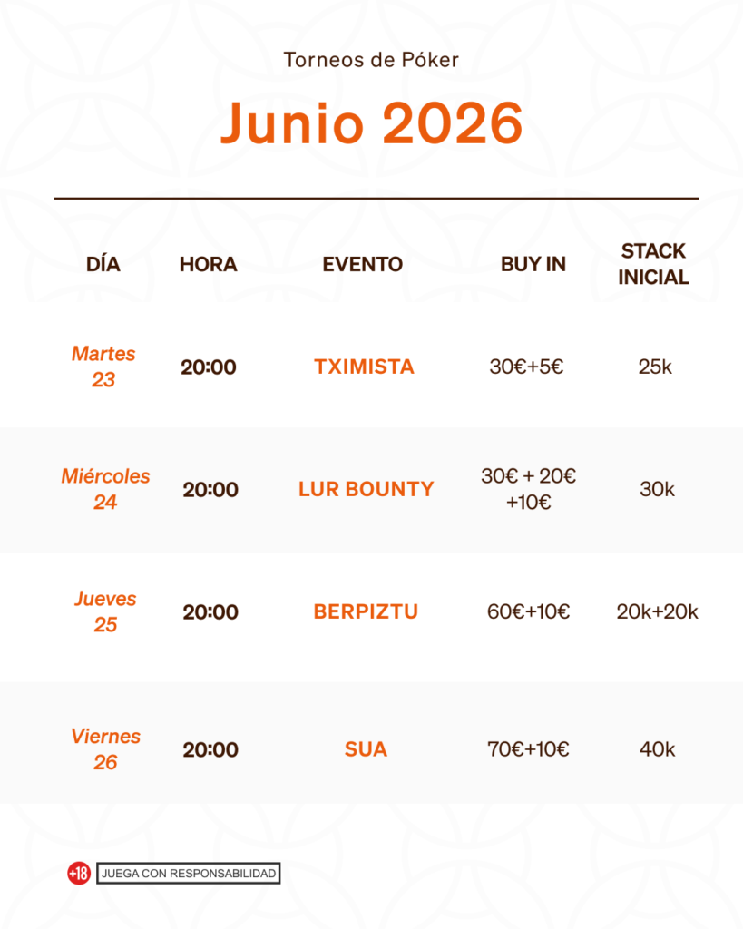 torneos poker junio bilbao